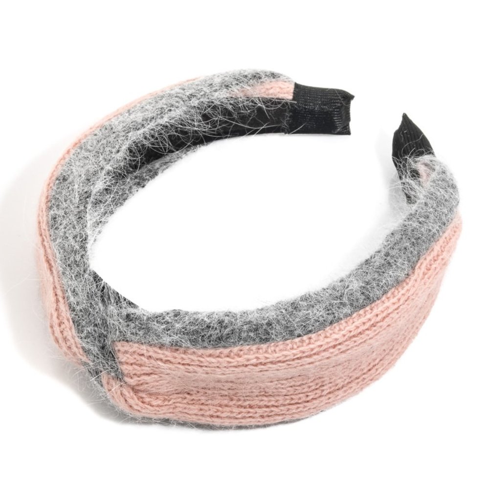 Knitted pink and grey Headband